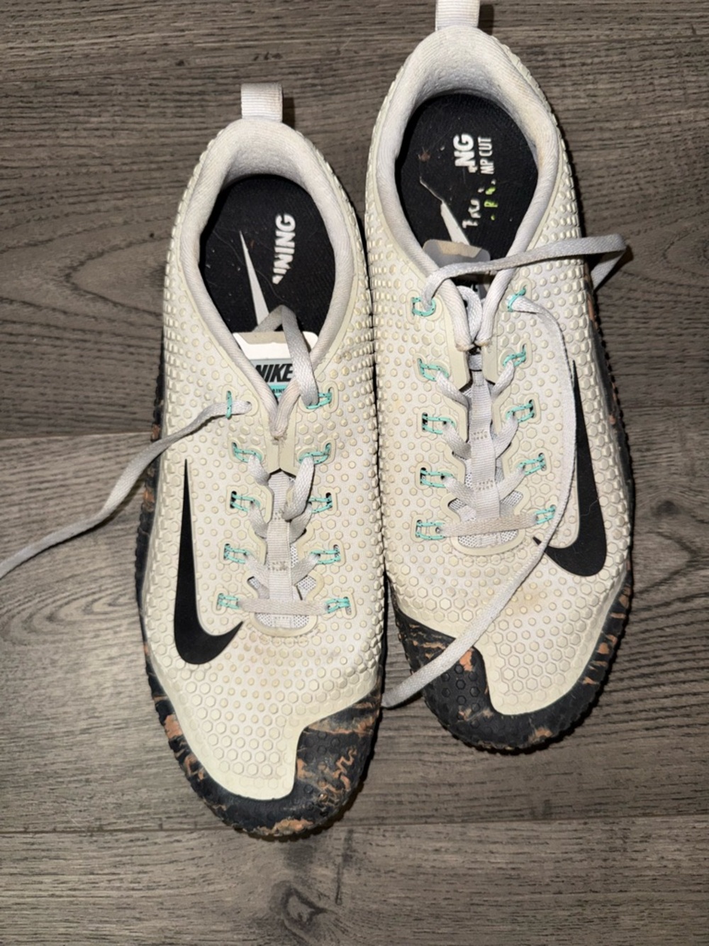 Nike White and Black Athletic Shoe Interior with Gray Insole